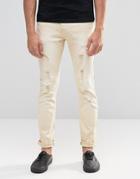 Always Rare Colored Skinny Jean Rip And Repair - Beige