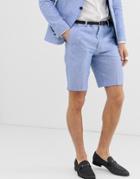 Twisted Tailor Super Skinny Suit Shorts In Blue Linen