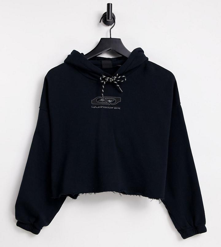 Quiksilver Logo Cropped Hoodie In Washed Black Exclusive At Asos