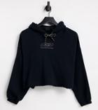 Quiksilver Logo Cropped Hoodie In Washed Black Exclusive At Asos