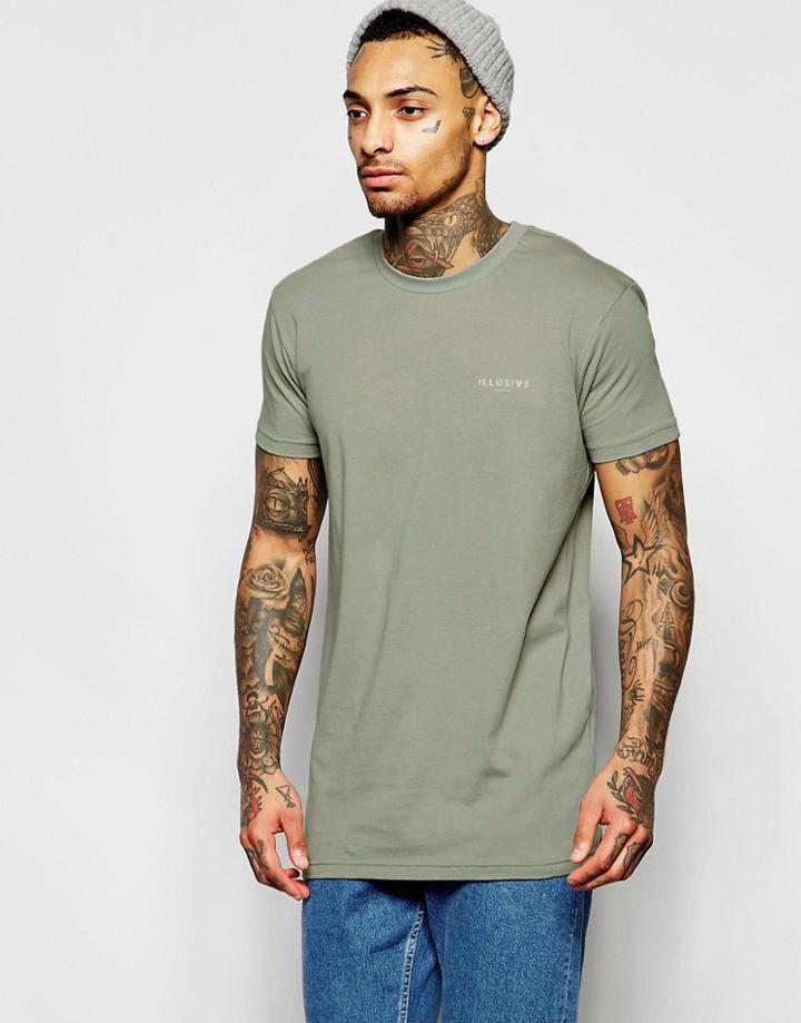 Illusive London T-shirt With Small Logo - Khaki