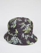Asos Reversible Bucket Hat With Print - Black