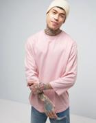 Asos Oversized T-shirt With Tapered Sleeve In Pink - Pink