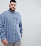 Asos Design Plus Oversized 90's Style Denim Stripe Shirt - Blue