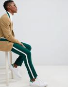 Asos Design Skinny Suit Pants In Tan And Green Cut And Sew - Tan