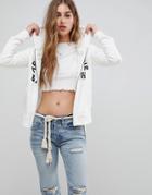 Abercrombie & Fitch Logo Zip Through Hoodie - White