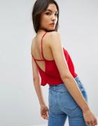 Asos Cropped Cami With Low Back - Red