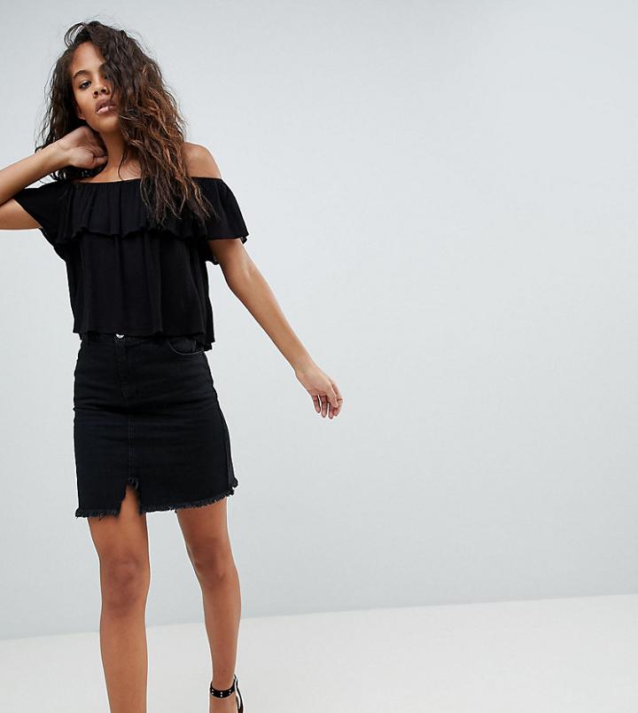 Missguided Tall Raw Hem Mini Skirt - Black