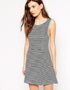 Rock & Religion Sleeveless Striped Skater Dress With Piped Detail
