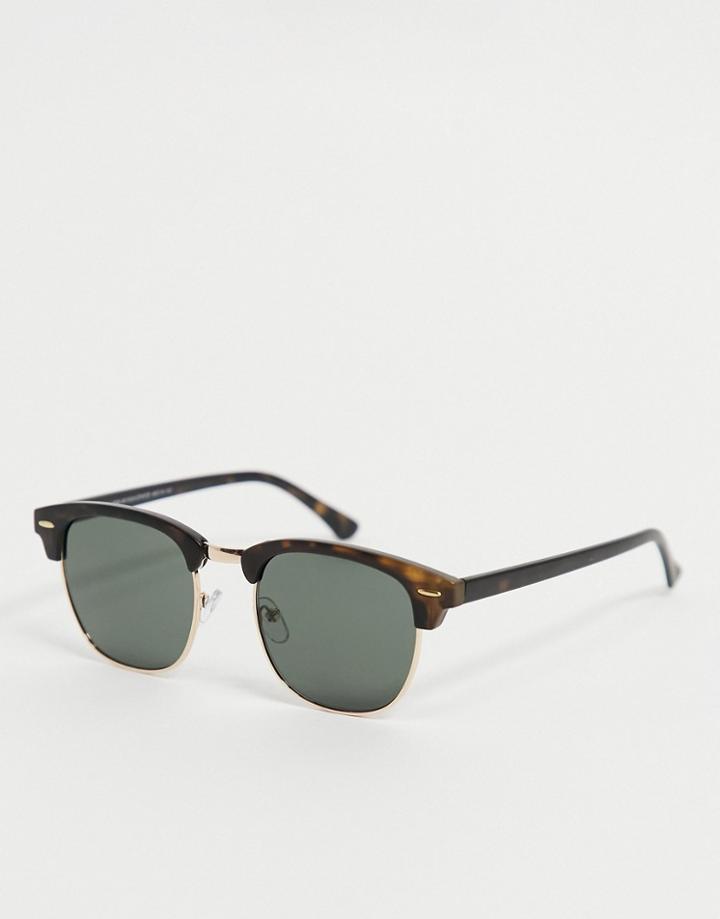 New Look Retro Square Sunglasses In Tort-brown