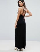 Asos Maxi Dress With Strappy Back Detail - Black