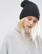 Pieces Fisherman Knit Beanie In Gray - Gray
