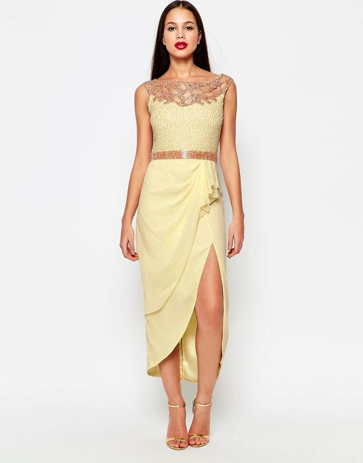Virgos Lounge Apricot Midi Dress - Yellow