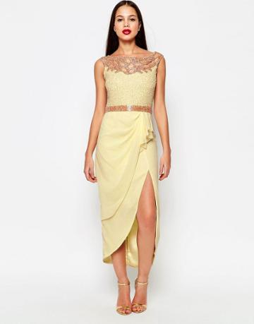 Virgos Lounge Apricot Midi Dress - Yellow