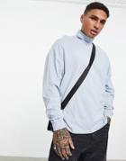 Asos Design Oversized Long Sleeve Turtle Neck T-shirt In Blue