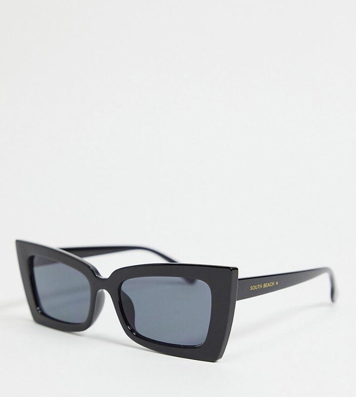 South Beach Chunky Cateye Sunglasses In Black