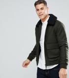 Only & Sons Wool Jacket With Detachable Fleece Collar - Black