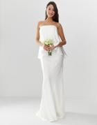 Asos Edition Satin Overlay Bandeau Wedding Dress With Fishtail - White