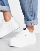 Buffalo Paired Vegan Platform Sneakers In White Canvas