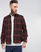 Asos Regular Fit Check Shirt In Wool Mix In Burgundy - Red