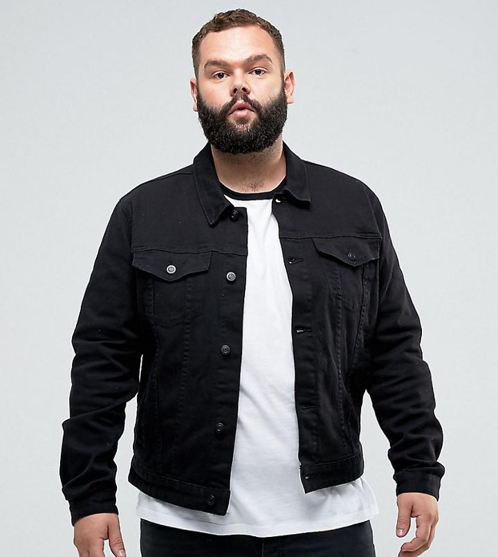 Asos Design Plus Skinny Denim Jacket In Black - Black