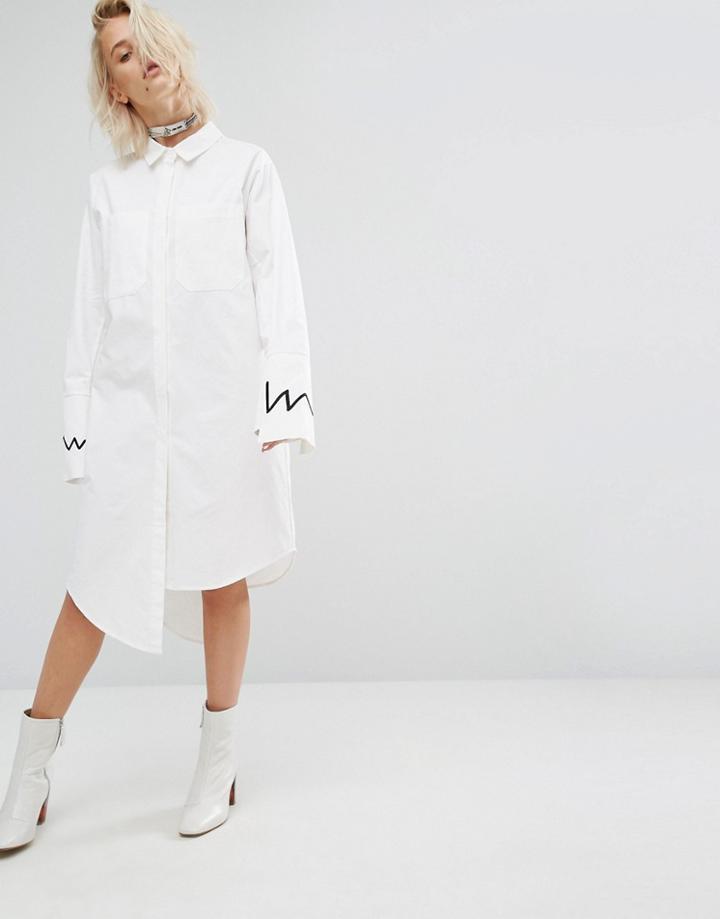 Kkxx Step Hem Shirt Dress - White