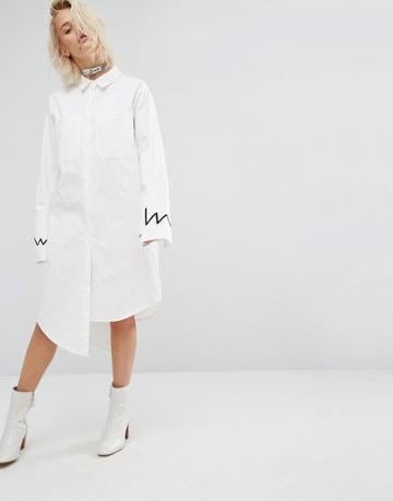 Kkxx Step Hem Shirt Dress - White