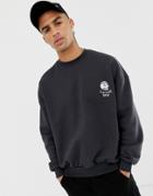 Cheap Monday Sweatshirt In Off-black With Flex Skull Logo - Black
