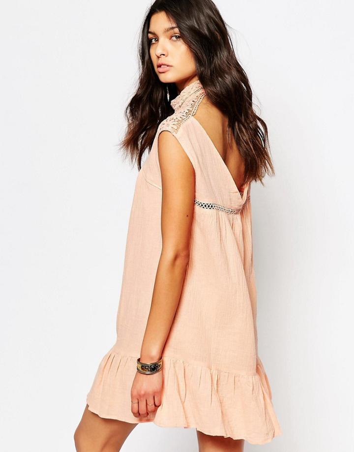Somedays Lovin Peplum Dress With Open Back - Blush