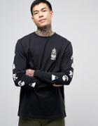 Parca Long Sleeve T-shirt With Sleeve Print - Black