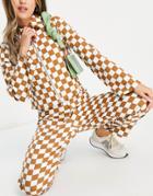 Annorlunda High Waisted Wide Leg Pants In Checkerboard Print Set-multi