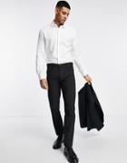 Topman Egyptian Cotton Textured Formal Shirt With Penny Collar In White