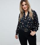 Asos Curve Western Shirt In Retro Ditsy - Multi