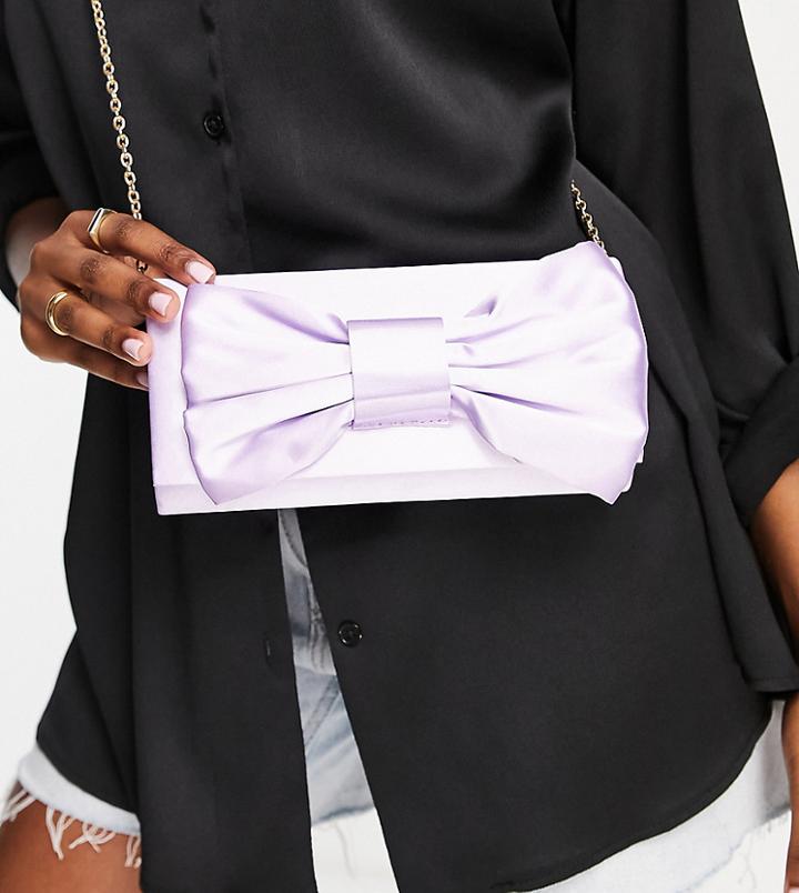 True Decadence Exclusive Foldover Clutch Bag With Bow Detail In Lilac-purple