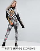 Jaded London Petite Leggings In Check Logo Print - Multi