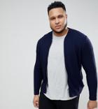 Asos Design Plus Knitted Bomber Jacket In Navy - Navy