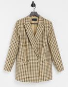 Asos Design Strong Shouldered Asymmetric Suit Blazer In Heritage Check-multi