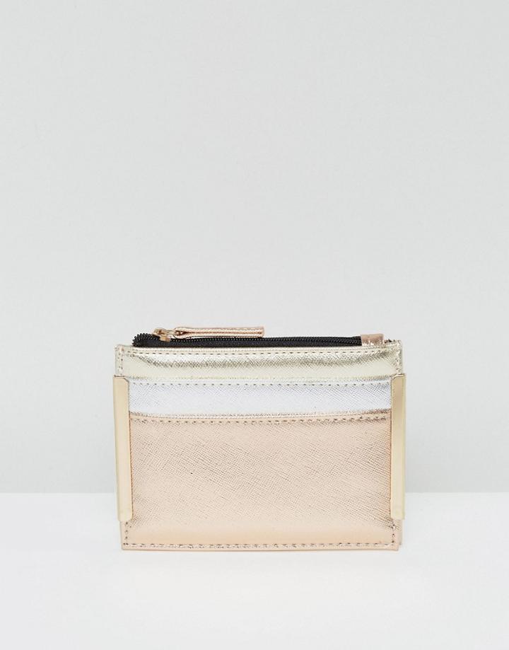 New Look Mixed Metallic Cardholder - Gold