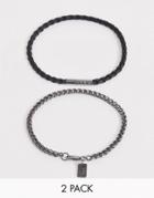 Icon Brand Bracelet 2 Pack In Black