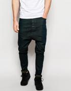 Asos Drop Crotch Jeans With Green Tint - Green Black