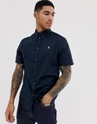 Original Penguin Short Sleeve Poplin Shirt Button Down In Navy - Navy