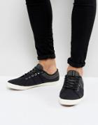 Jack & Jones Ross Winter Canvas Sneakers In Black - Black