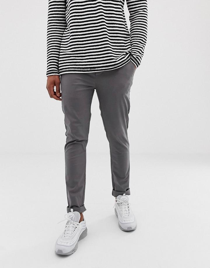 Asos Design Skinny Chinos In Gray - Gray