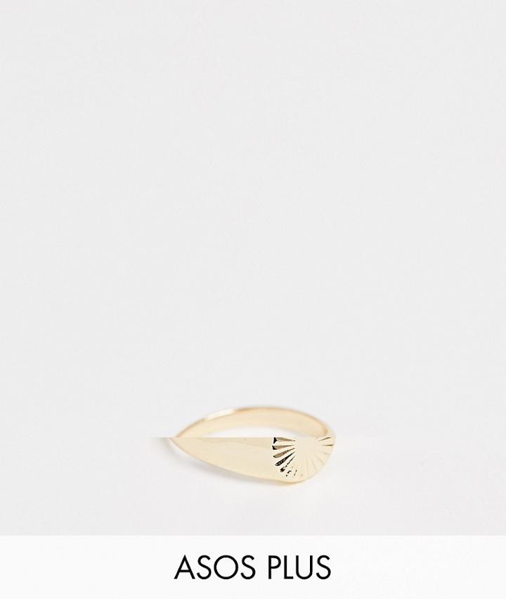 Asos Design Plus Vintage Style Signet Ring In Gold - Gold