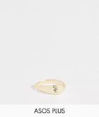 Asos Design Plus Vintage Style Signet Ring In Gold - Gold