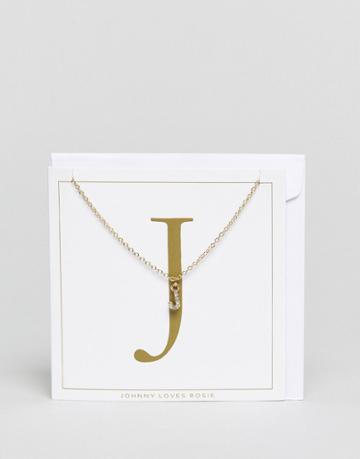 Johnny Loves Rosie J Initial Necklace - Gold