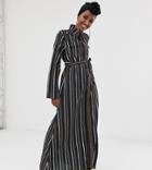 Verona Long Sleeved Woven Shirt Dress With Tie Detail In Multi Stripe
