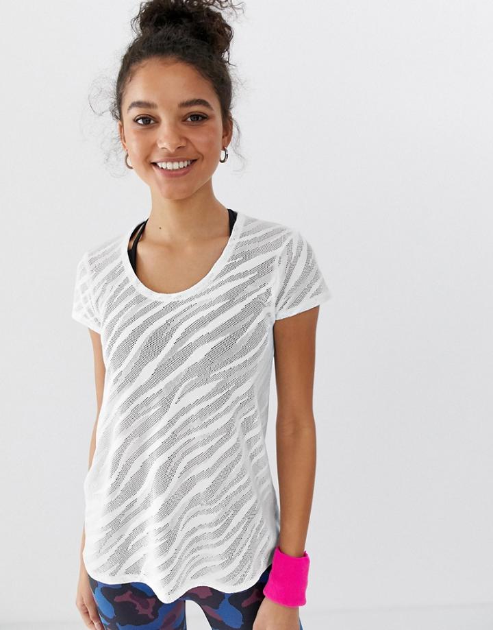 Asos 4505 Breathable Animal Jacquard T-shirt With Cap Sleeve-white