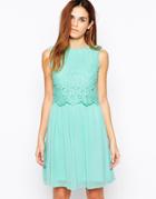 Club L Lace Overlay Dress - Mint Green