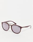 Emporio Armani Round Lens Sunglasses In Burgundy-grey